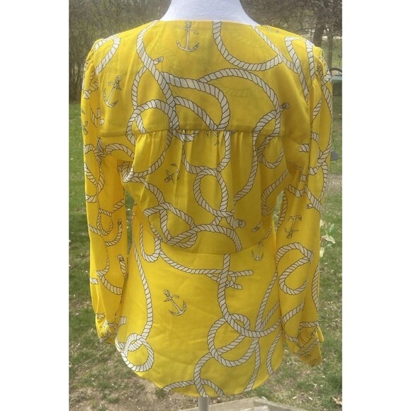 Cabi Reef Knot Women Sz Small Yellow Peplum Blouse Zipper Nautical Sailing - Picture 4 of 16